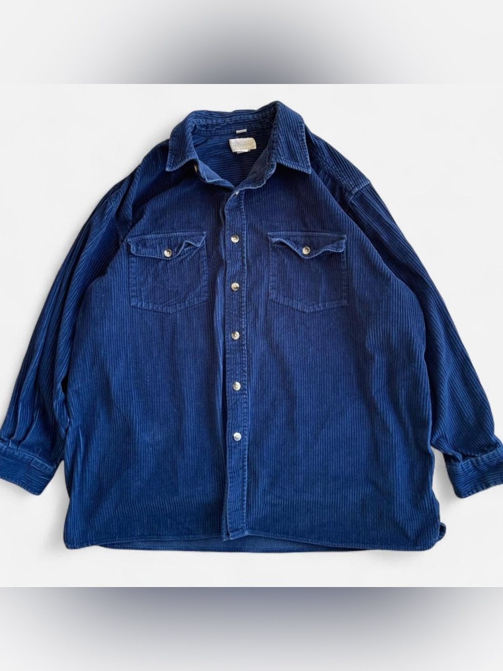 King Size Big & Tall Blue Corduroy Long Sleeve Button Up Shirt Men’s 2XL Big